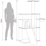 vidaXL Mačací strom so škrabacími stĺpmi Krémová 173 cm – Obrázok 9