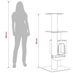 vidaXL Mačací strom so škrabacími stĺpmi Svetlosivá 137 cm – Obrázok 9