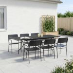 vidaXL Rozkladací Mesh Jedálenský Stôl Antracitová 212 x 90 x 76 cm – Obrázok 3