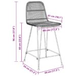 vidaXL Barová stolička 2 pcs Prírodná 44 x 54 x 96 cm Ratan a oceľ – Obrázok 10