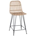 vidaXL Barová stolička 2 pcs Prírodná 44 x 54 x 96 cm Ratan a oceľ – Obrázok 4