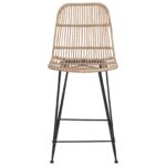vidaXL Barová stolička 2 pcs Prírodná 44 x 54 x 96 cm Ratan a oceľ – Obrázok 5