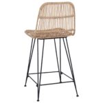 vidaXL Barová stolička 2 pcs Prírodná 44 x 54 x 96 cm Ratan a oceľ – Obrázok 7