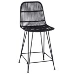vidaXL Barová stolička 2 pcs Čierna 44 x 54 x 96 cm Ratan a oceľ – Obrázok 4