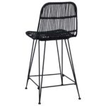 vidaXL Barová stolička 2 pcs Čierna 44 x 54 x 96 cm Ratan a oceľ – Obrázok 7