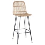 vidaXL Barová stolička 2 pcs Prírodná 44 x 55 x 109 cm Ratan a oceľ – Obrázok 4