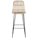 vidaXL Barová stolička 2 pcs Prírodná 44 x 55 x 109 cm Ratan a oceľ – Obrázok 5
