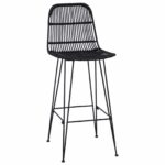 vidaXL Barová stolička 2 pcs Čierna 44 x 55 x 109 cm Ratan a oceľ – Obrázok 4