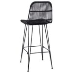 vidaXL Barová stolička 2 pcs Čierna 44 x 55 x 109 cm Ratan a oceľ – Obrázok 7