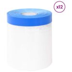 vidaXL Maskovacia fólia s lepiacou páskou 12 pcs Priehľadná a modrá – Obrázok 2