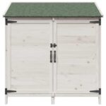 vidaXL Záhradný prístrešok so strechou Biela 106,5 x 56 x 113,5 cm – Obrázok 5