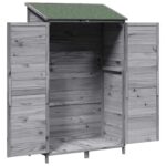 vidaXL Záhradný prístrešok so strechou Sivá 106,5 x 56 x 176 cm – Obrázok 4