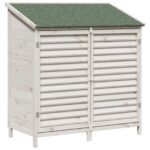 vidaXL Záhradný prístrešok so strechou Biela 106 x 56 x 113,5 cm – Obrázok 2