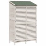 vidaXL Záhradný prístrešok so strechou Biela 106 x 56 x 176,5 cm – Obrázok 2