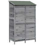 vidaXL Záhradný prístrešok so strechou Sivá 106 x 56 x 176,5 cm – Obrázok 2