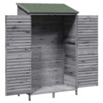 vidaXL Záhradný prístrešok so strechou Sivá 106 x 56 x 176,5 cm – Obrázok 4