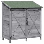vidaXL Záhradný prístrešok so strechou Sivá 106 x 56 x 113,5 cm – Obrázok 2