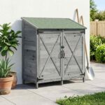 vidaXL Záhradný prístrešok so strechou Sivá 106 x 56 x 113,5 cm – Obrázok 3