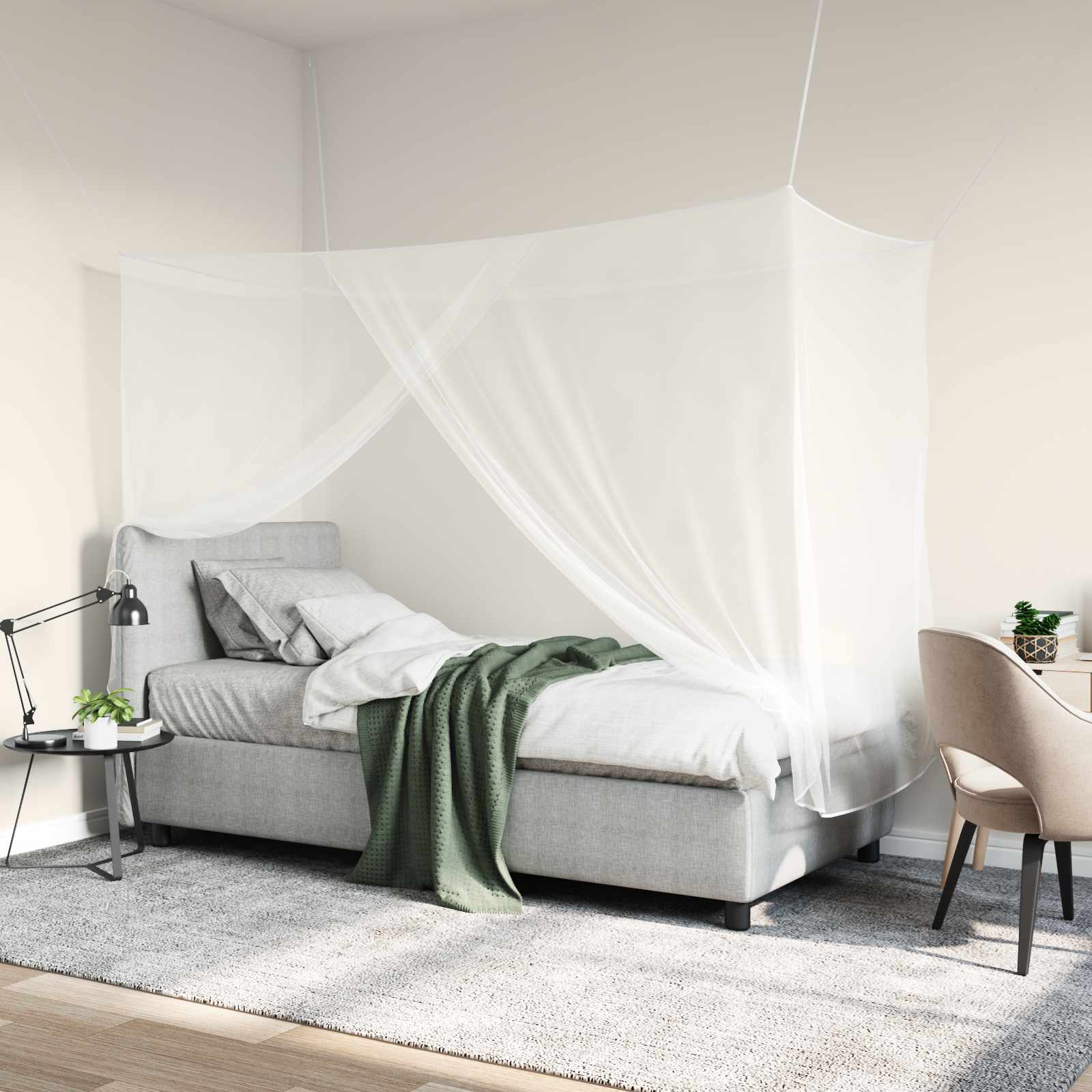 42033558_1.jpg vidaXL Sieť proti komárom na posteľ 156 sieť 3 pcs Biela Polyester – Obrázok 1