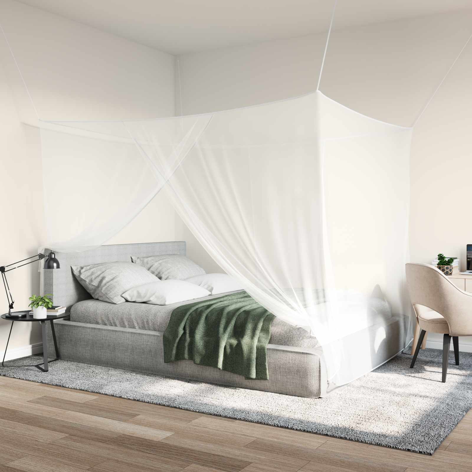 42033560_1.jpg vidaXL Sieť proti komárom na posteľ 156 sieť 3 pcs Biela Polyester – Obrázok 1