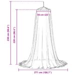 vidaXL Sieť proti komárom na posteľ 156 mesh Čierna ⌀56 x 220 cm – Obrázok 6