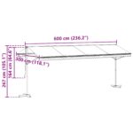 vidaXL Voľne stojaca markíza Sivá 6 x 3 m Polyester – Obrázok 11