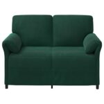 vidaXL 2-miestna pohovka Tmavozelená 138 x 83 x 95 cm Zamat – Obrázok 3