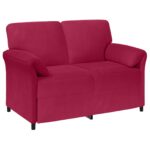 vidaXL 2-miestna pohovka Víno červené 138 x 83 x 95 cm Zamat – Obrázok 2