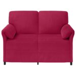vidaXL 2-miestna pohovka Víno červené 138 x 83 x 95 cm Zamat – Obrázok 3
