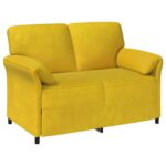 vidaXL 2-miestna pohovka Žltá 138 x 83 x 95 cm Zamat – Obrázok 2