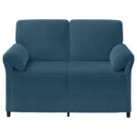vidaXL 2-miestna pohovka Modrá 138 x 83 x 95 cm Zamat – Obrázok 3