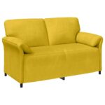 vidaXL 2-miestna pohovka Žltá 158 x 83 x 95 cm Zamat – Obrázok 2