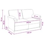 vidaXL 2-miestna pohovka Žltá 158 x 83 x 95 cm Zamat – Obrázok 8