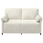 vidaXL 2-miestna pohovka Krémová 158 x 83 x 95 cm Zamat – Obrázok 3