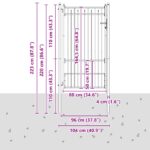 vidaXL Brána do plotu HORST 100 x 175 cm Kov Čierna Zamykateľné – Obrázok 5