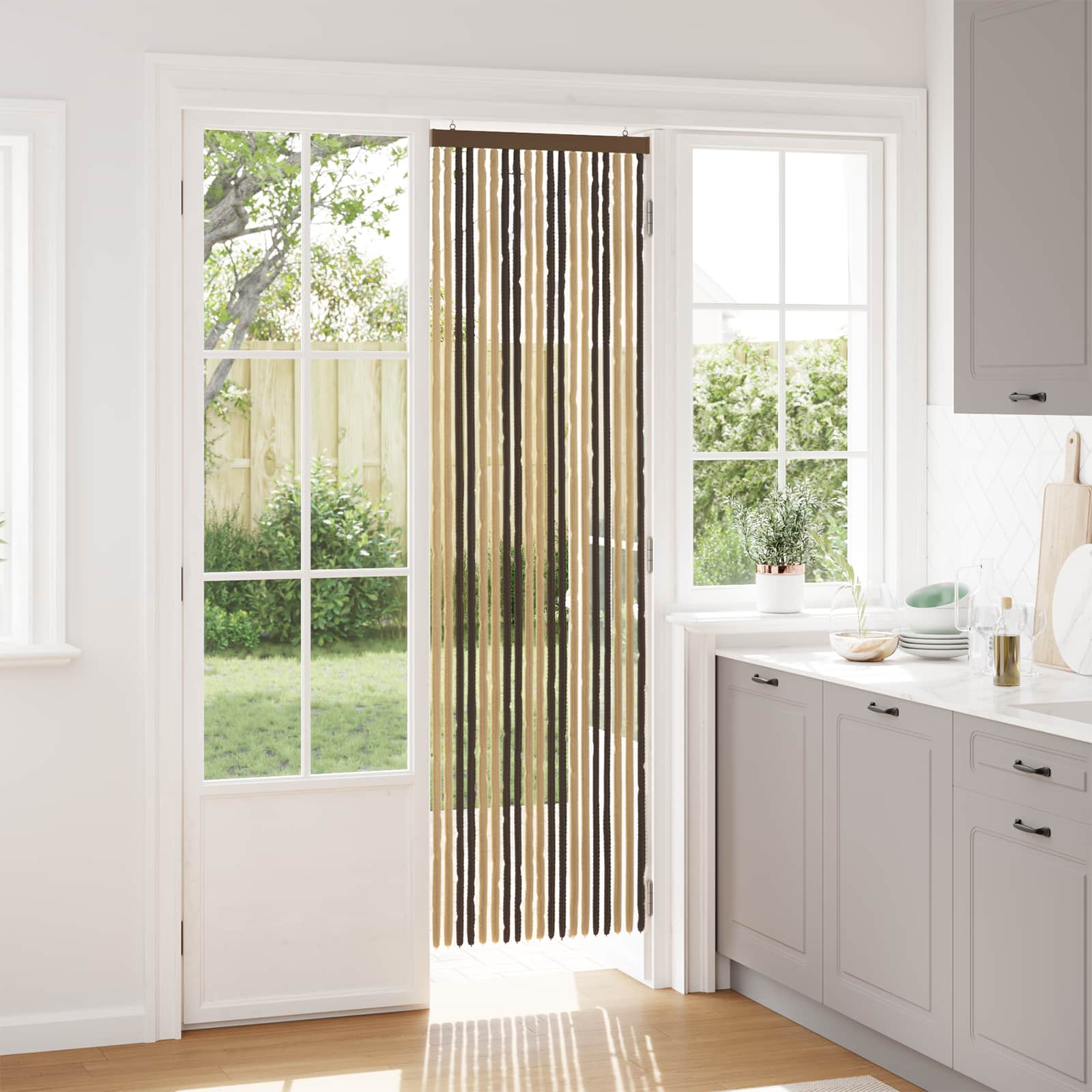 42034430_1.jpg vidaXL Záves proti hmyzu z chenille Tmavohnedá a béžová 56 x 200 cm – Obrázok 1