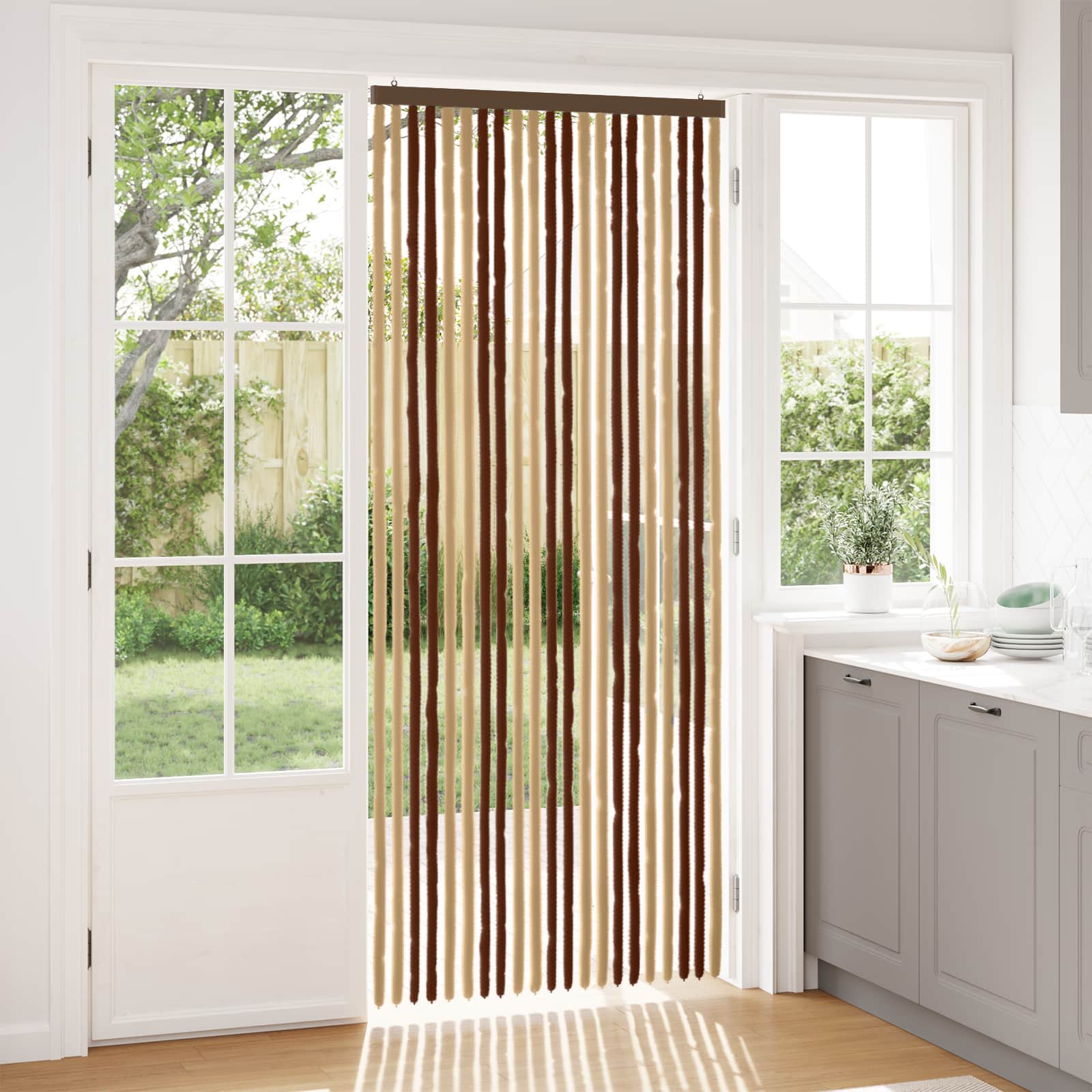 42034448_1.jpg vidaXL Záves proti hmyzu z chenille Hnedá a béžová 90 x 220 cm 100% PP – Obrázok 1