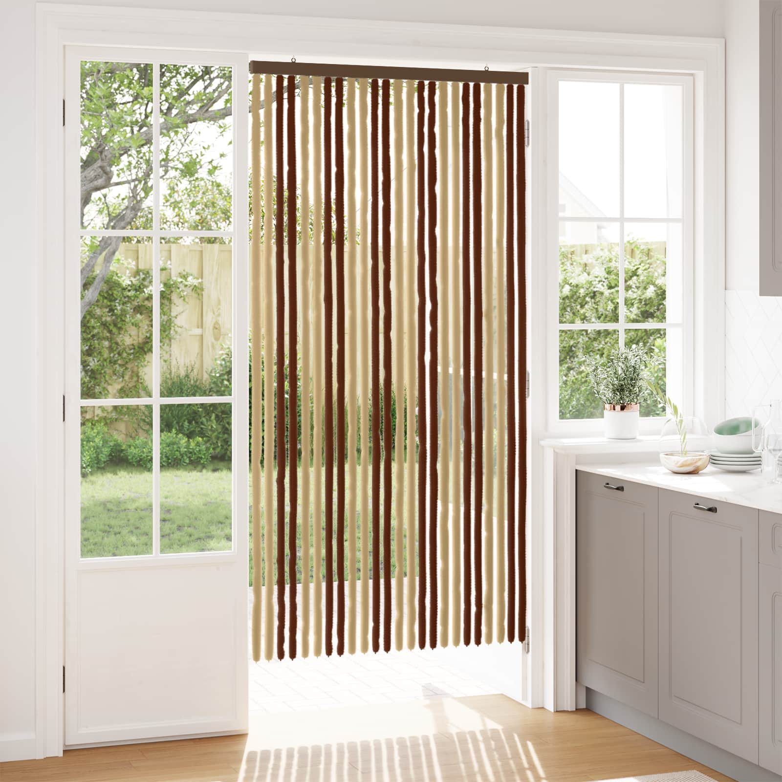 42034449_1.jpg vidaXL Záves proti hmyzu z chenille Hnedá a béžová 100 x 200 cm – Obrázok 1
