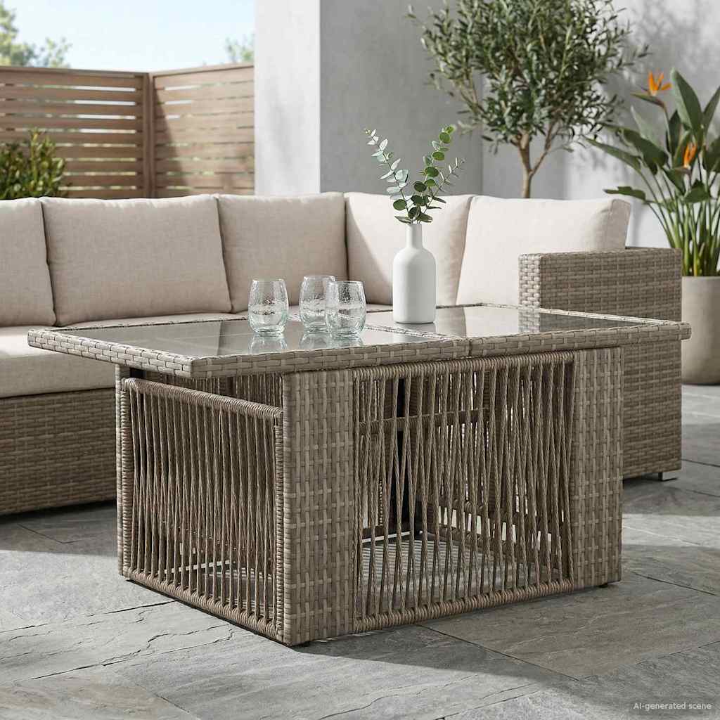 42035137_1.jpg vidaXL Záhradný stôl Sivá 100 x 55 x 37 cm PE ratan a sklo – Obrázok 1