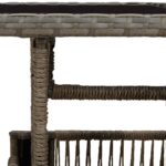 vidaXL Záhradný stôl Sivá 100 x 55 x 37 cm PE ratan a sklo – Obrázok 8