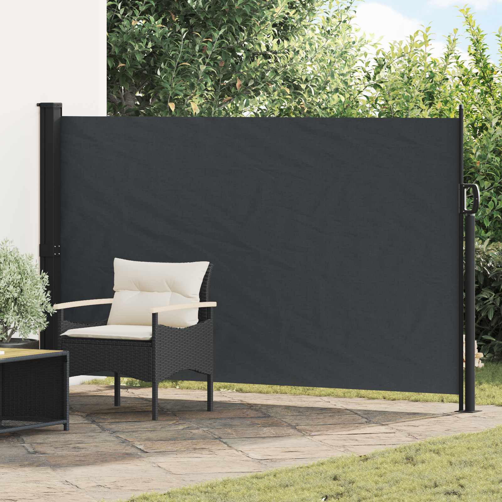 42035423_1.jpg vidaXL Retračná bočná markíza Čierna 300 x 170 cm Polyester – Obrázok 1