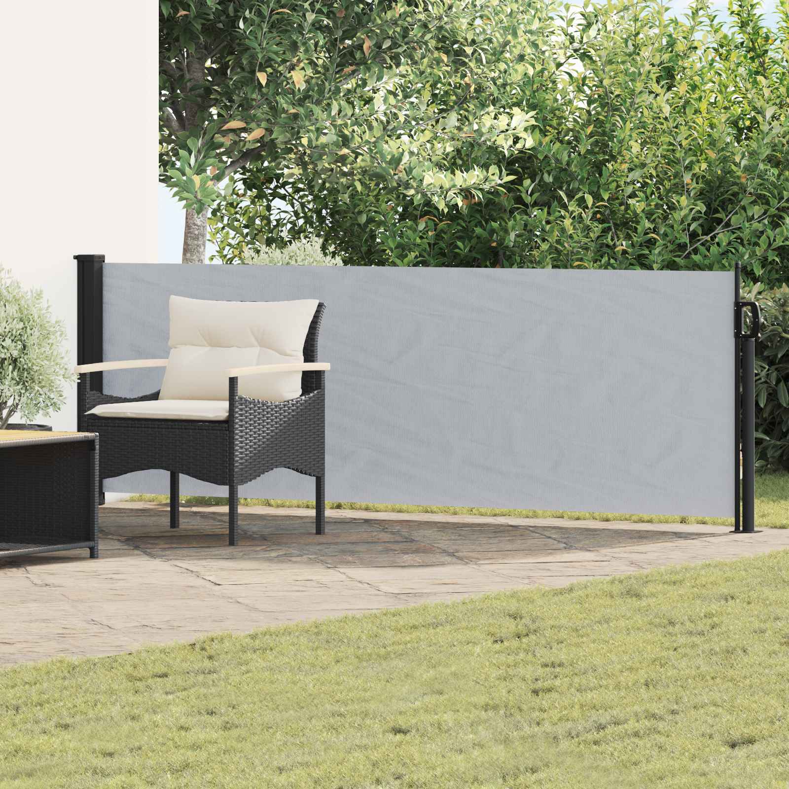 42035456_1.jpg vidaXL Retračná bočná markíza Sivá 500 x 100 cm Polyester – Obrázok 1