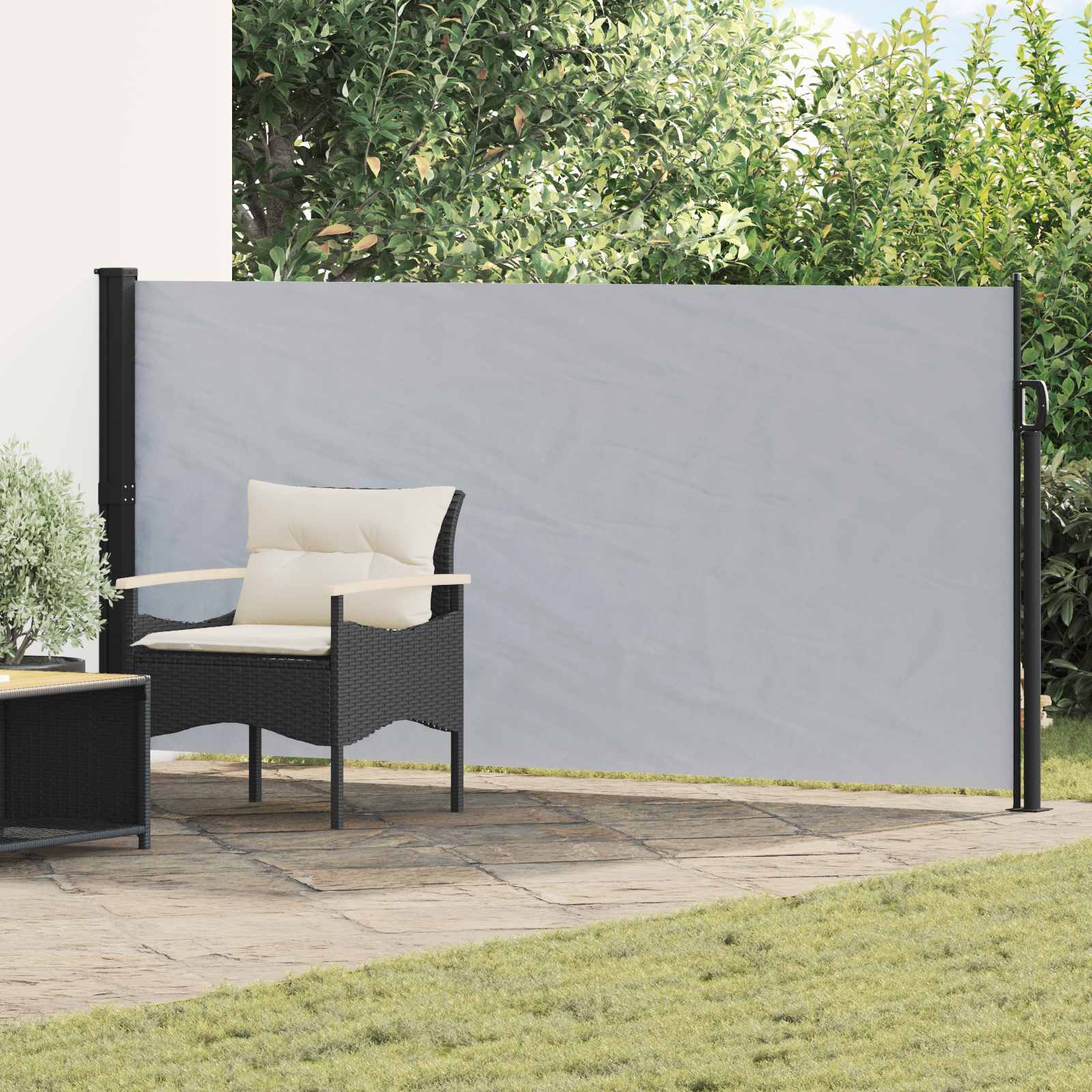 42035466_1.jpg vidaXL Retračná bočná markíza Sivá 500 x 140 cm Polyester – Obrázok 1