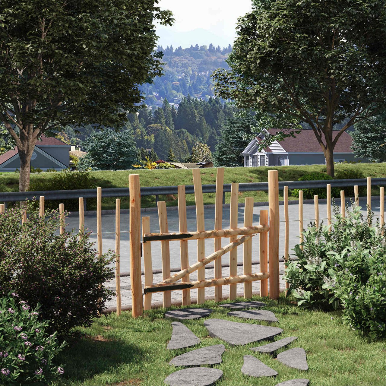 42040682_1.jpg vidaXL Zakrytá brána 100 x 90 cm Impregnované Lieskové Dřevo Prírodná – Obrázok 1