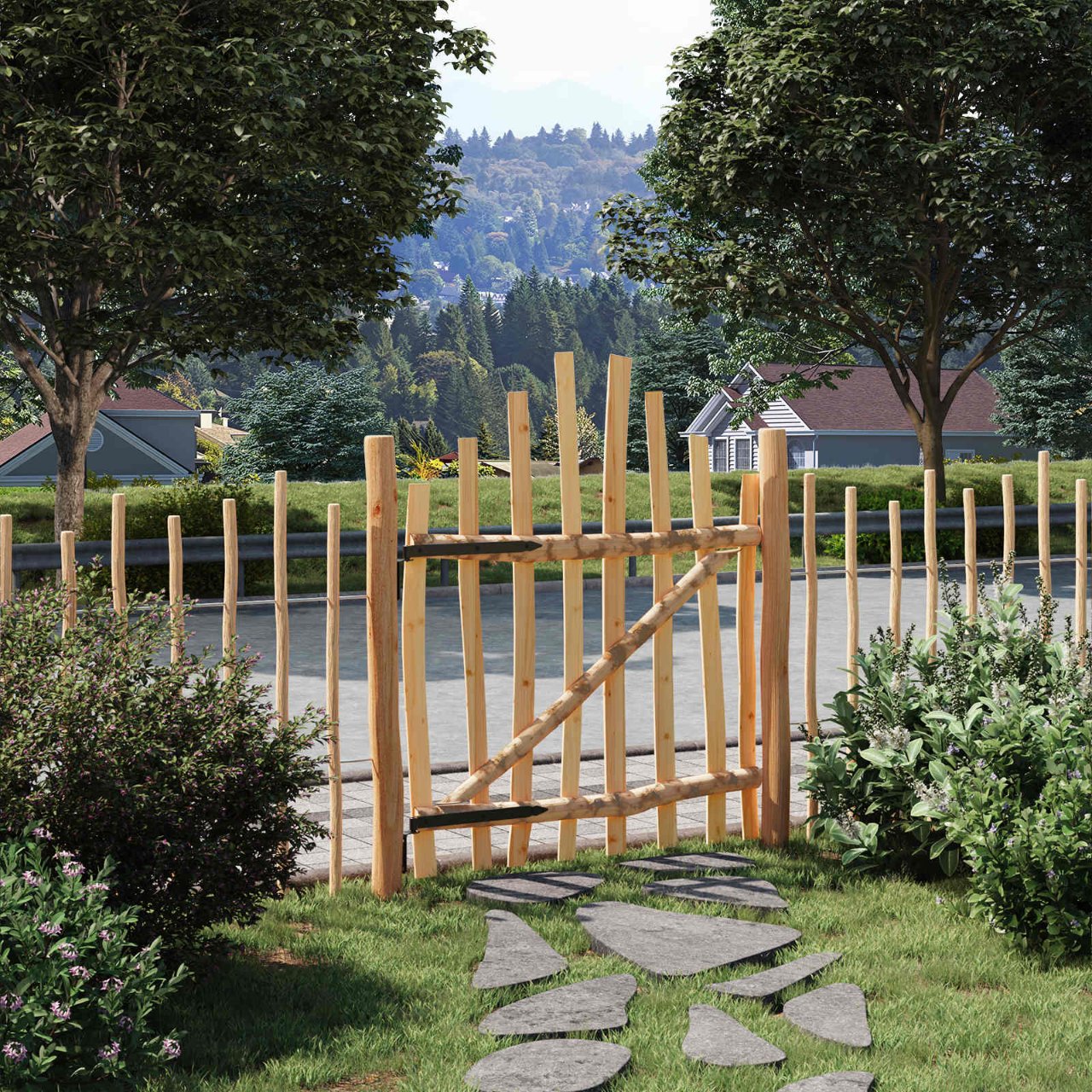 42040683_1.jpg vidaXL Zakrytá brána 100 x 120 cm Impregnované Lieskové Dřevo Prírodná – Obrázok 1