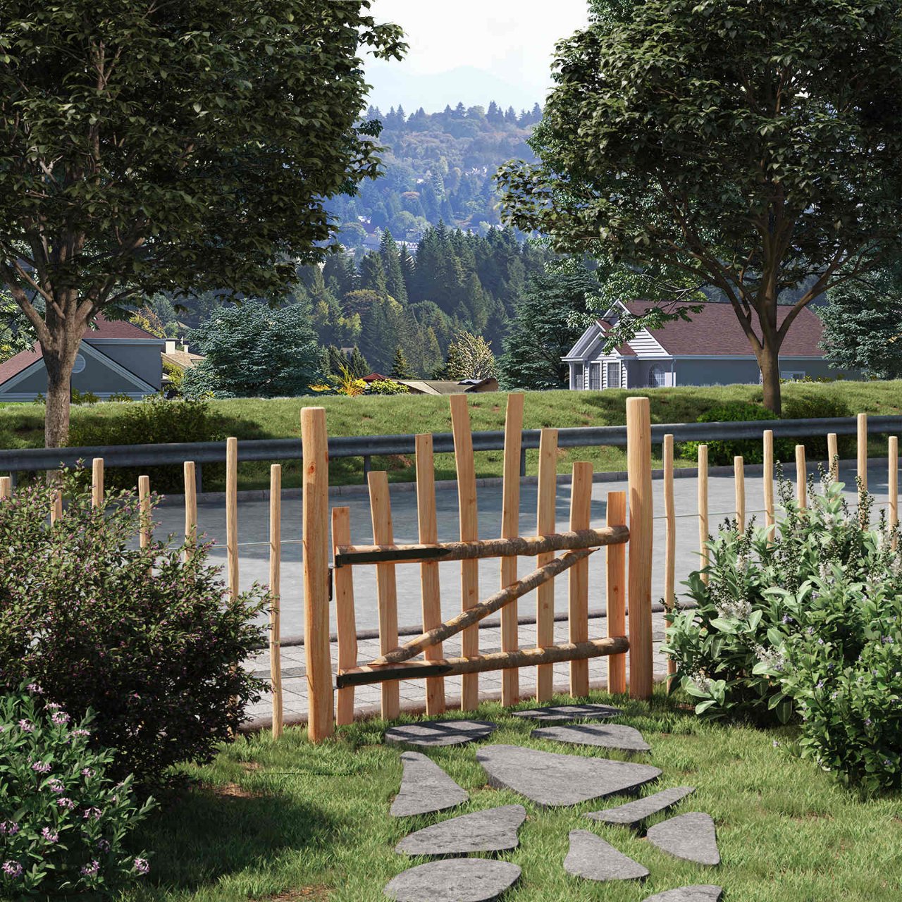 42040684_1.jpg vidaXL Zakrytá brána 100 x 90 cm Impregnované Lieskové Dřevo Hnedá – Obrázok 1
