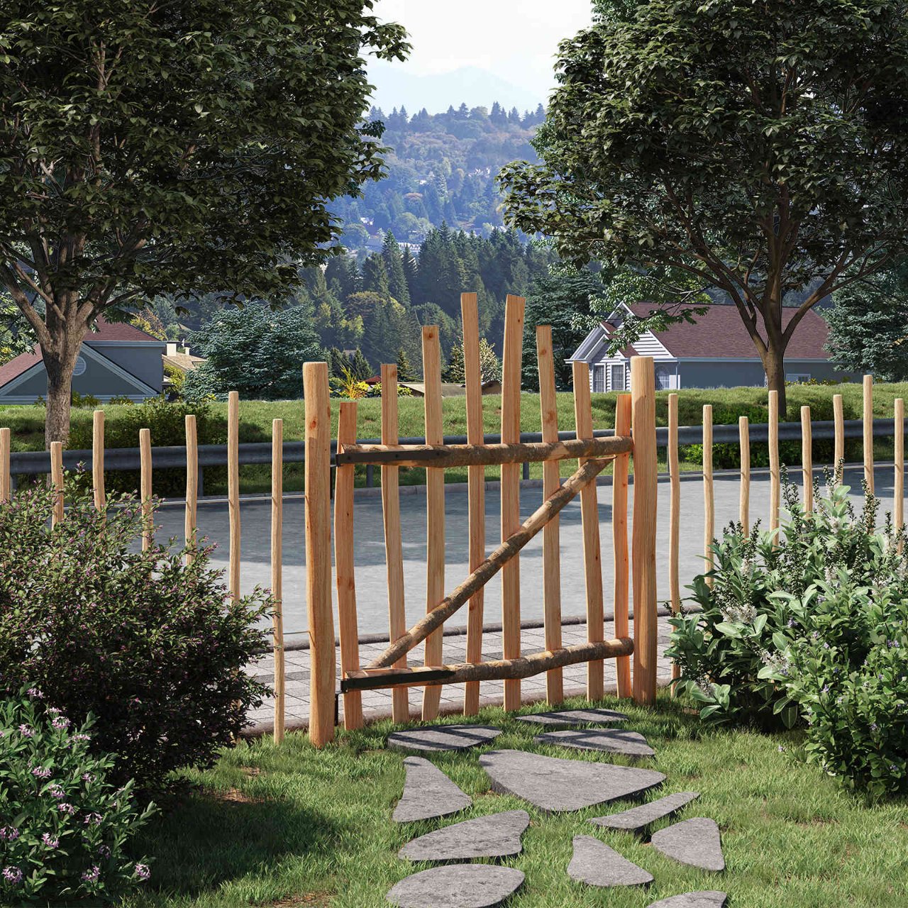 42040685_1.jpg vidaXL Zakrytá brána 100 x 120 cm Impregnované Lieskové Dřevo Hnedá – Obrázok 1