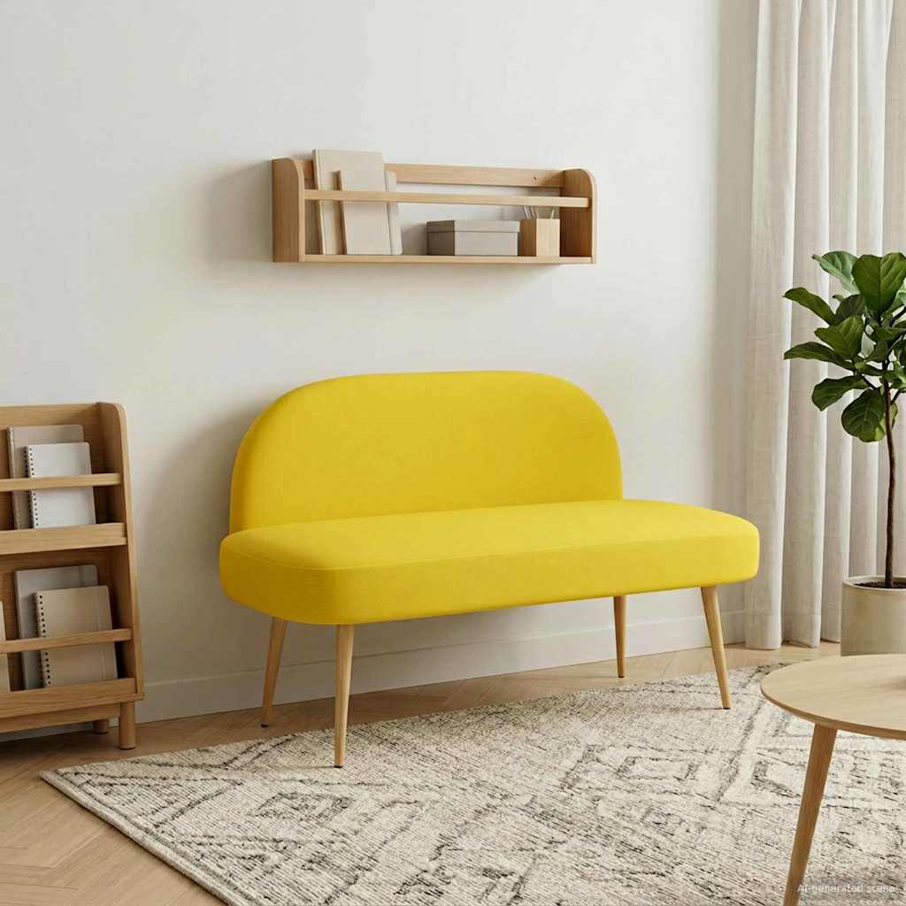 42040766_1.jpg vidaXL čalúnená lavica so spätným opierkom Svetložltá 110 x 60 x 76 cm – Obrázok 1