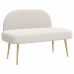vidaXL čalúnená lavica so spätným opierkom Krémová 110 x 60 x 76 cm – Obrázok 2