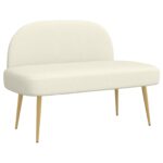 vidaXL čalúnená lavica so spätným opierkom Krémová 110 x 60 x 76 cm – Obrázok 2